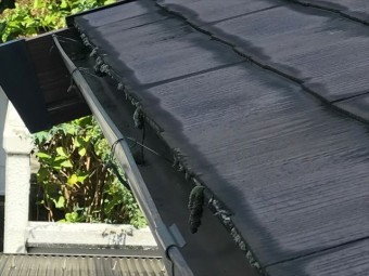カラーベスト屋根の軒先のコケ