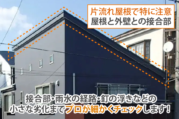 接合部・雨水の経路・釘の浮きなどの小さな劣化までプロが細かくチェックします！